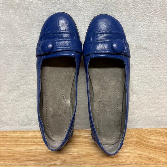 Aerosoles Royal Blue Leather Rasberry Button Ballet Flats Womens Size 8M - Picture 8 of 11